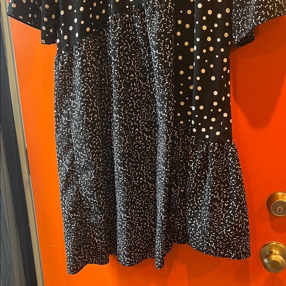 CAARA Black and White Polka Dot Midi Dress - Picture 2 of 9